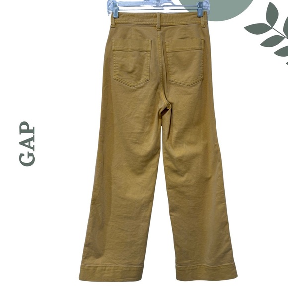 🛍️3/$40 GAP High Rise Wide-Leg Crop Pants Pale Mustard Yellow – Size 00 - Picture 2 of 7